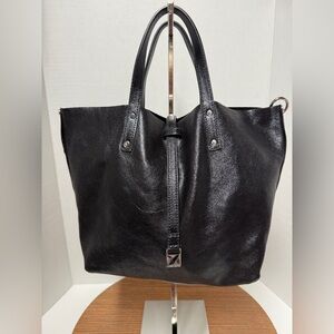 Tiffany & Co Stylish Metallic Black Reversible Leather & Suede Soft Tote